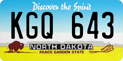 ND license plate KGQ643