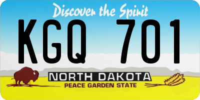 ND license plate KGQ701