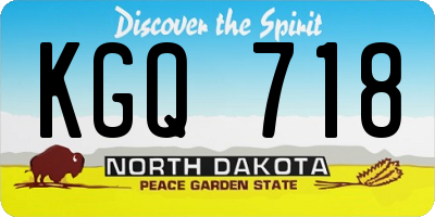 ND license plate KGQ718