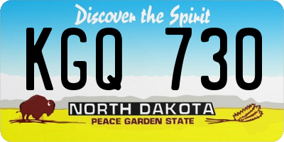 ND license plate KGQ730