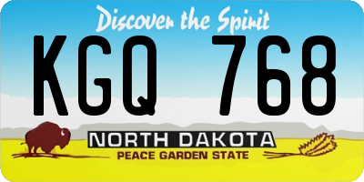 ND license plate KGQ768