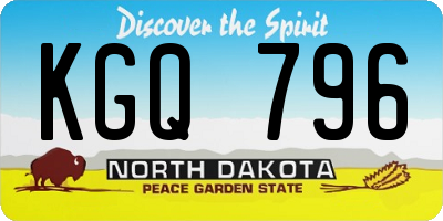 ND license plate KGQ796