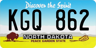 ND license plate KGQ862