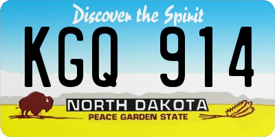 ND license plate KGQ914