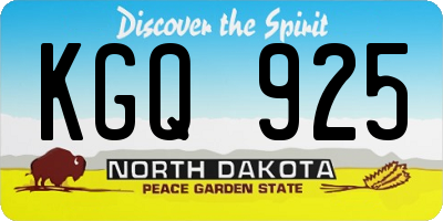ND license plate KGQ925