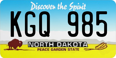ND license plate KGQ985