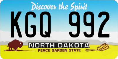 ND license plate KGQ992