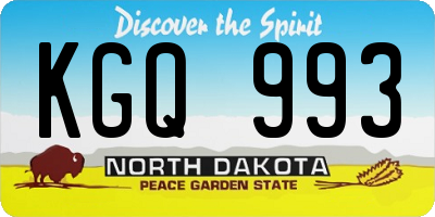 ND license plate KGQ993