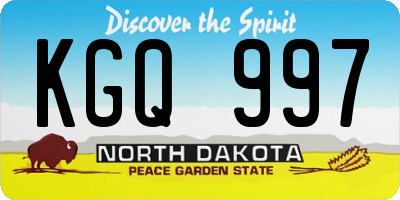 ND license plate KGQ997