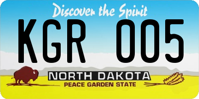 ND license plate KGR005