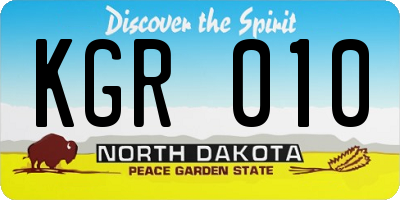 ND license plate KGR010