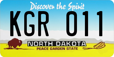 ND license plate KGR011