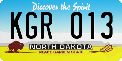 ND license plate KGR013