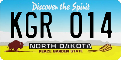 ND license plate KGR014