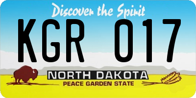 ND license plate KGR017