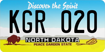 ND license plate KGR020
