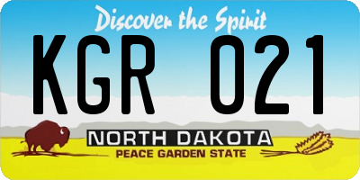 ND license plate KGR021