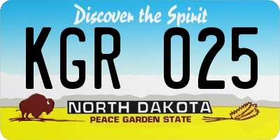 ND license plate KGR025