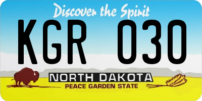 ND license plate KGR030