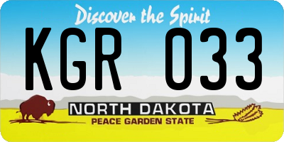 ND license plate KGR033