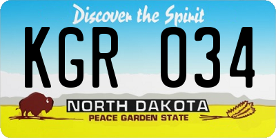 ND license plate KGR034