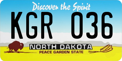 ND license plate KGR036