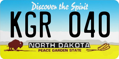 ND license plate KGR040
