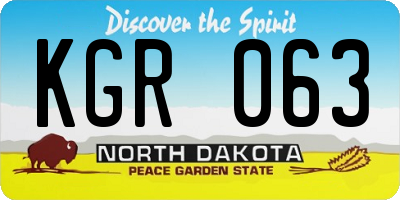 ND license plate KGR063