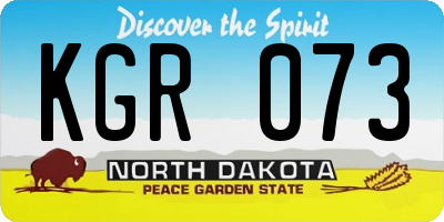 ND license plate KGR073