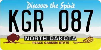ND license plate KGR087