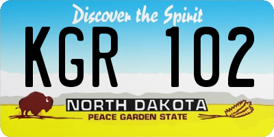 ND license plate KGR102