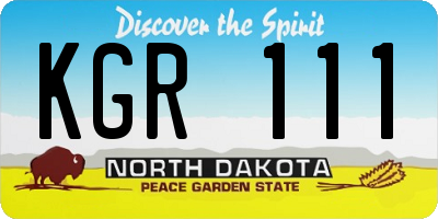 ND license plate KGR111