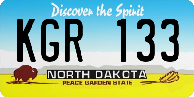 ND license plate KGR133