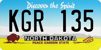 ND license plate KGR135