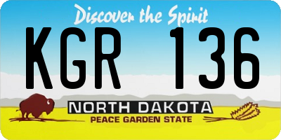 ND license plate KGR136