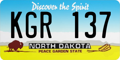ND license plate KGR137