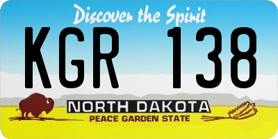 ND license plate KGR138