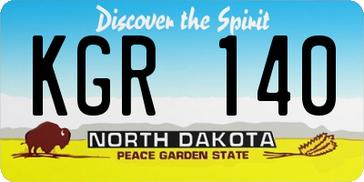 ND license plate KGR140