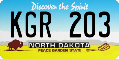 ND license plate KGR203