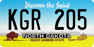 ND license plate KGR205
