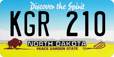ND license plate KGR210
