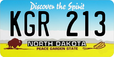 ND license plate KGR213