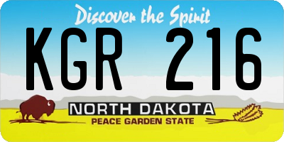 ND license plate KGR216
