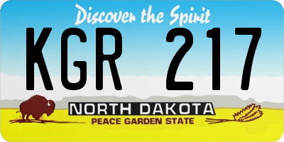 ND license plate KGR217