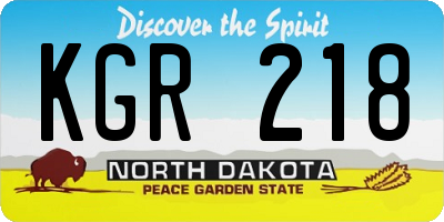 ND license plate KGR218
