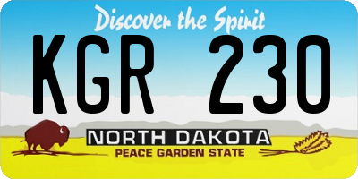 ND license plate KGR230