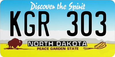 ND license plate KGR303