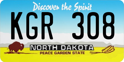 ND license plate KGR308