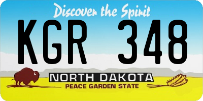 ND license plate KGR348