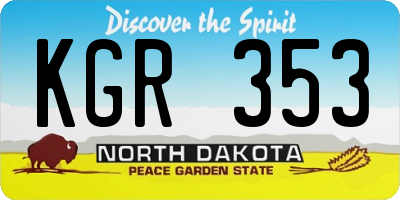 ND license plate KGR353